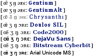 Screenshot UNICODE Fonts phonetic characters